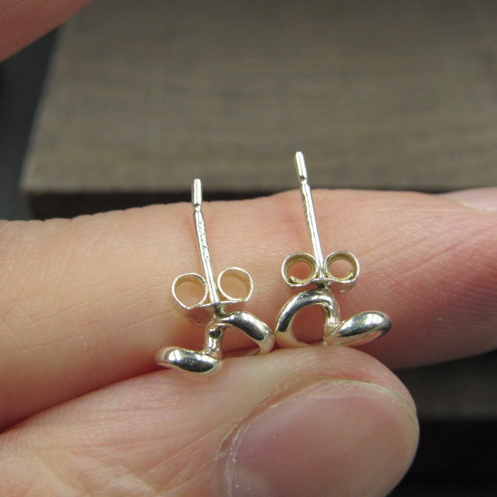 Sterling Tiny Cursive Heart Love Stud Earrings - image 3